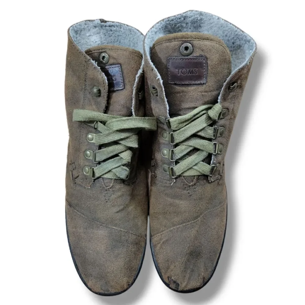 Toms Shoes Size 11 W Women's Toms Highlands Botas Boots High Top Canvas Brown